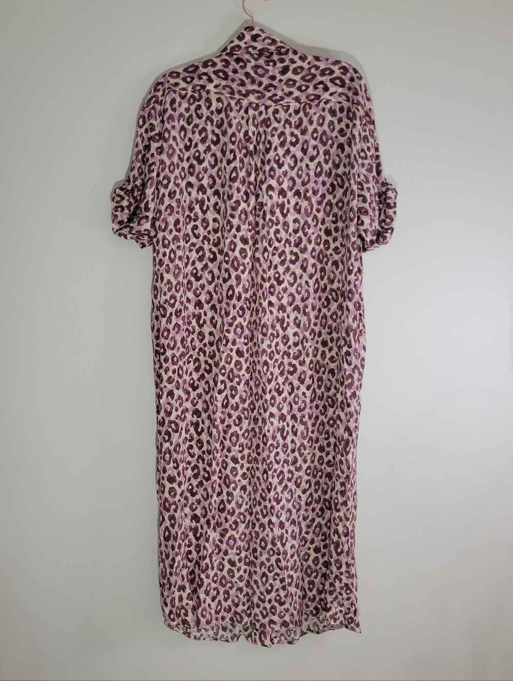 ZIMMERMANN DRESS XL/XXL Leopard Print Button-Front Shirt Dress in Pink - Picture 2 of 8